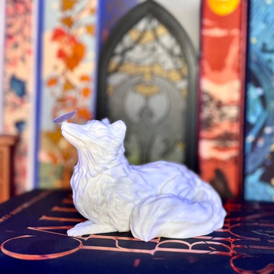 3d Printed Fox with Butterfly Bookshelf Decor