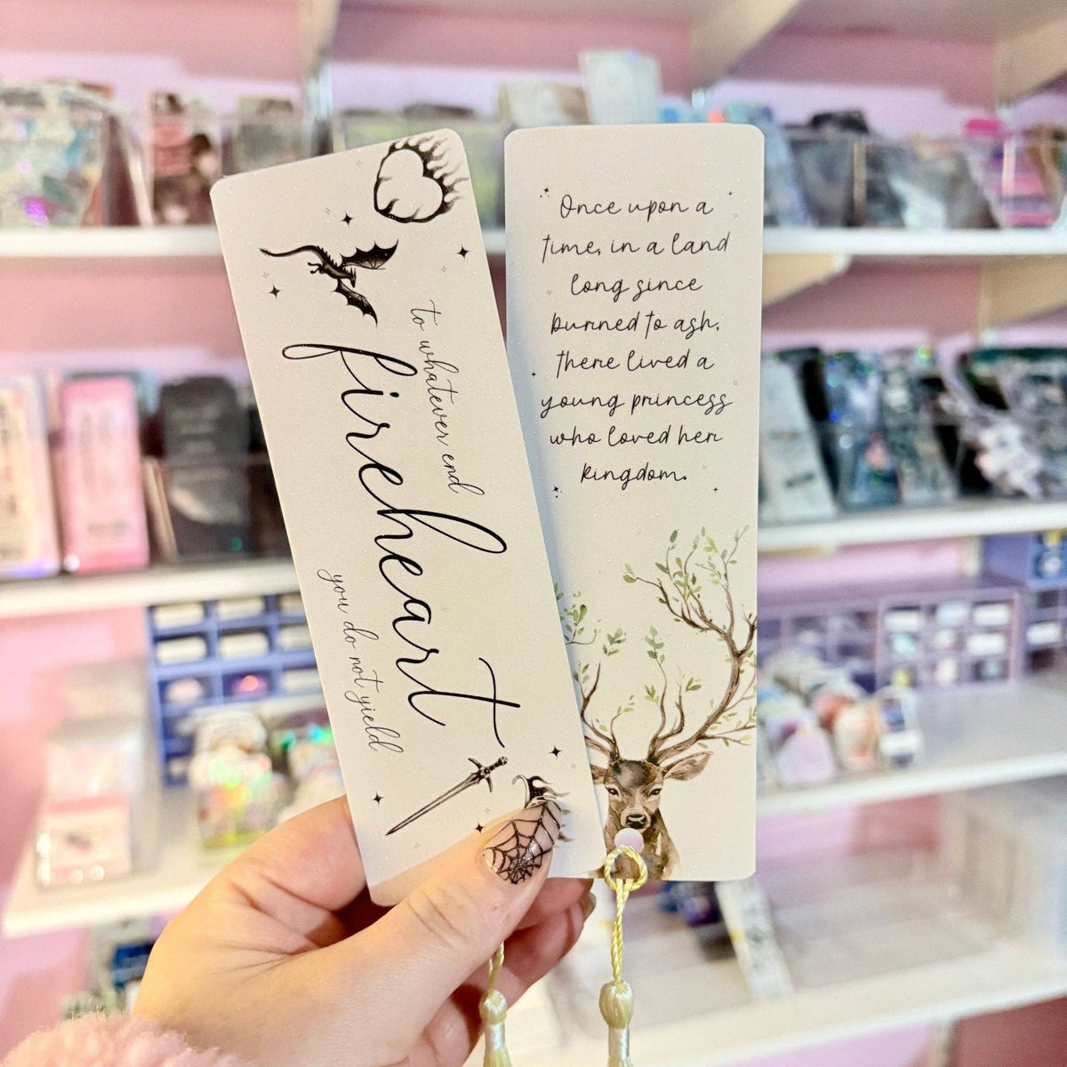 Fireheart Dual-Sided Sparkle Cardstock Bookmark (pre-tasseled)